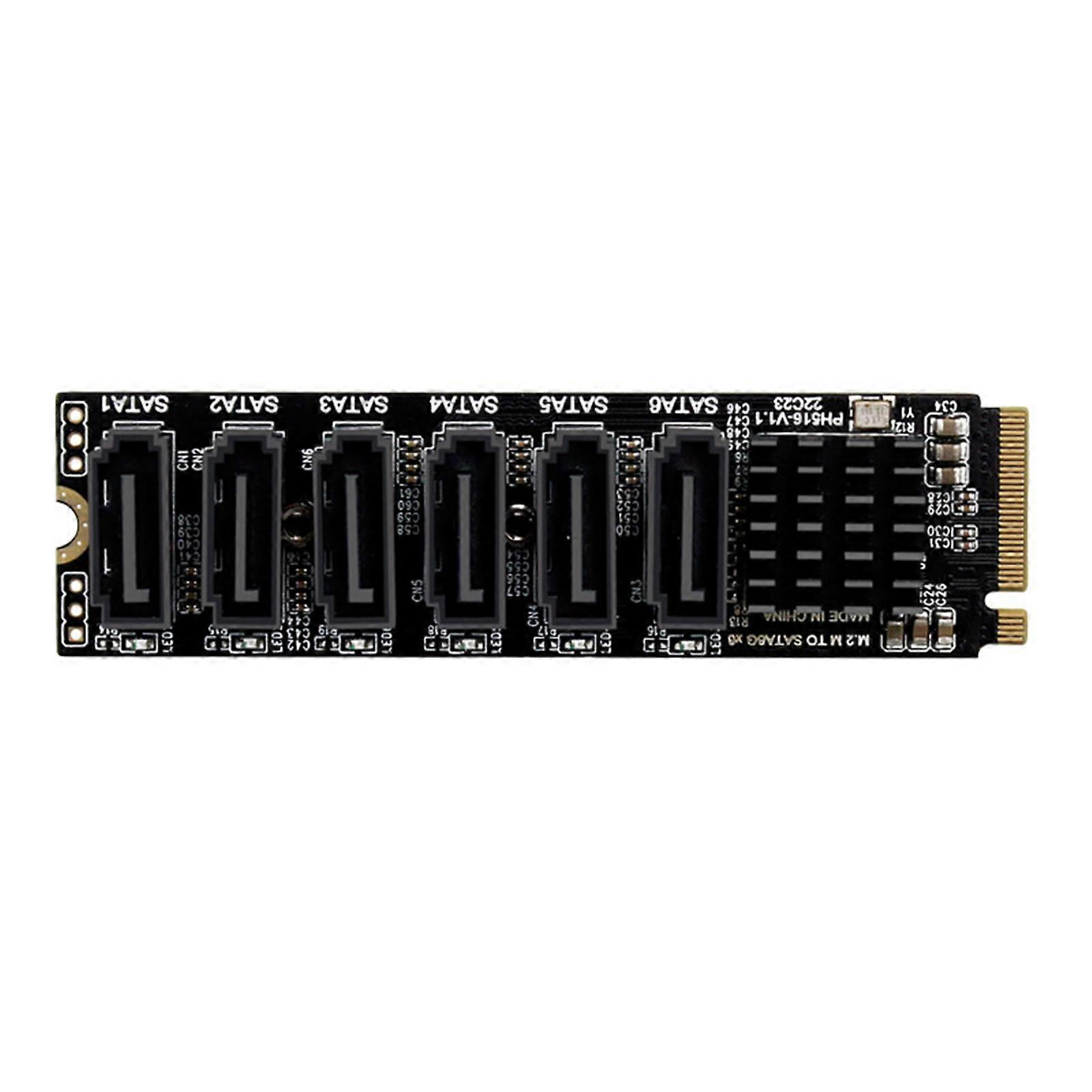 M-Key PCIe Controller Card Internal 6-Port 6Gb/s For Desktop PC Bracket Included Supports SSD