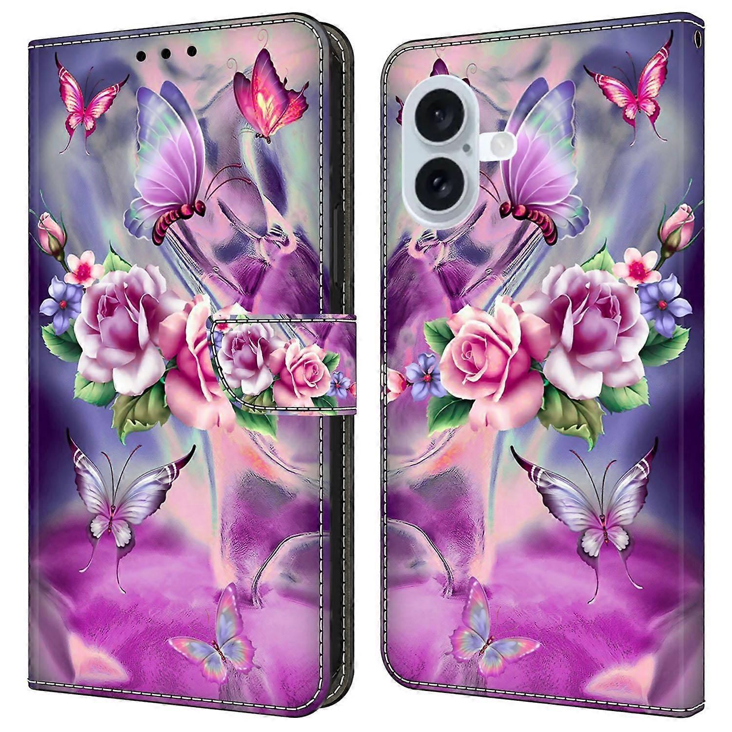 For iPhone 16 Plus Case 3D Pattern PU Leather Wallet Phone Cover with Stand