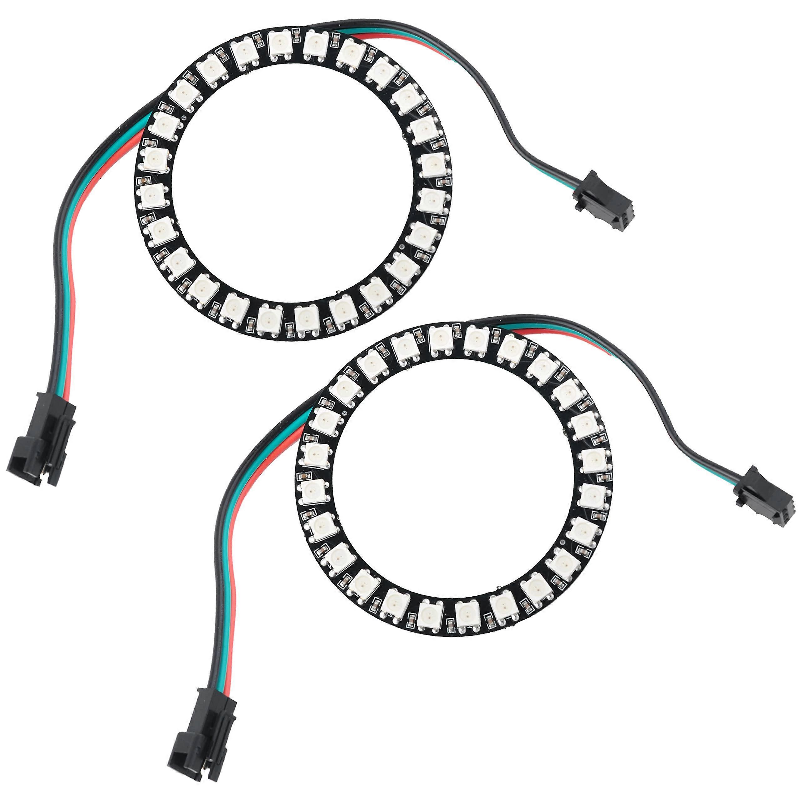 2PCS 24 RGB LED Ring 24 X WS2812 5050 Full Color with Integrated Drivers 24 Bits forArduino Raspberry Pi ESP8266 Nodemcu DC5V