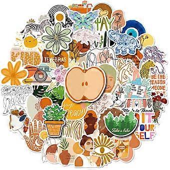 Pegatinas artísticas boho pintadas a mano, juego de 50, impermeables y resistentes a los rayos UV, ideales para todos tus gadgets