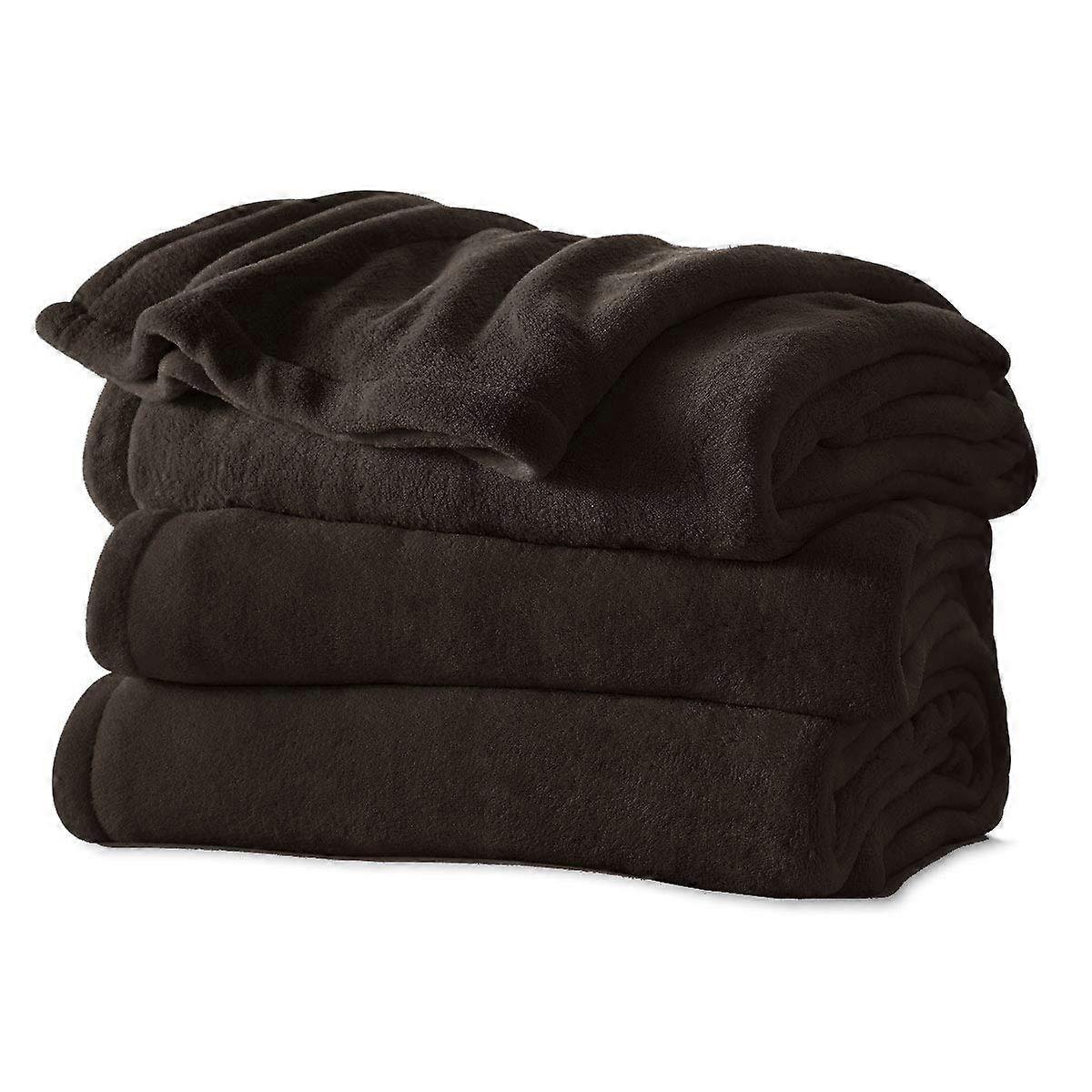 Microplush Electric Heated Warming Throw Blanket Walnut Washable Auto Shut Off 3 Heat Settings