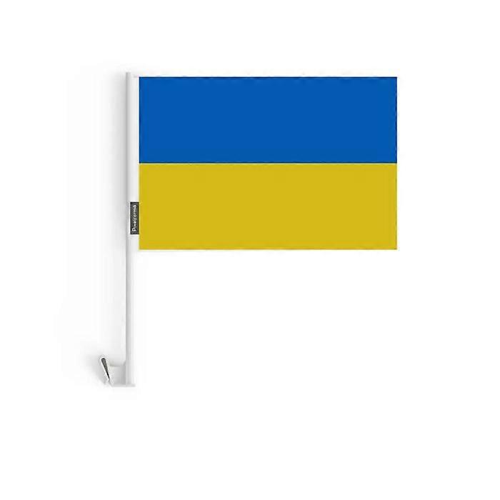 Ukraine Car Flag – 14 x 21 cm – Polyester Fabric – Window Attachment – 20 pieces