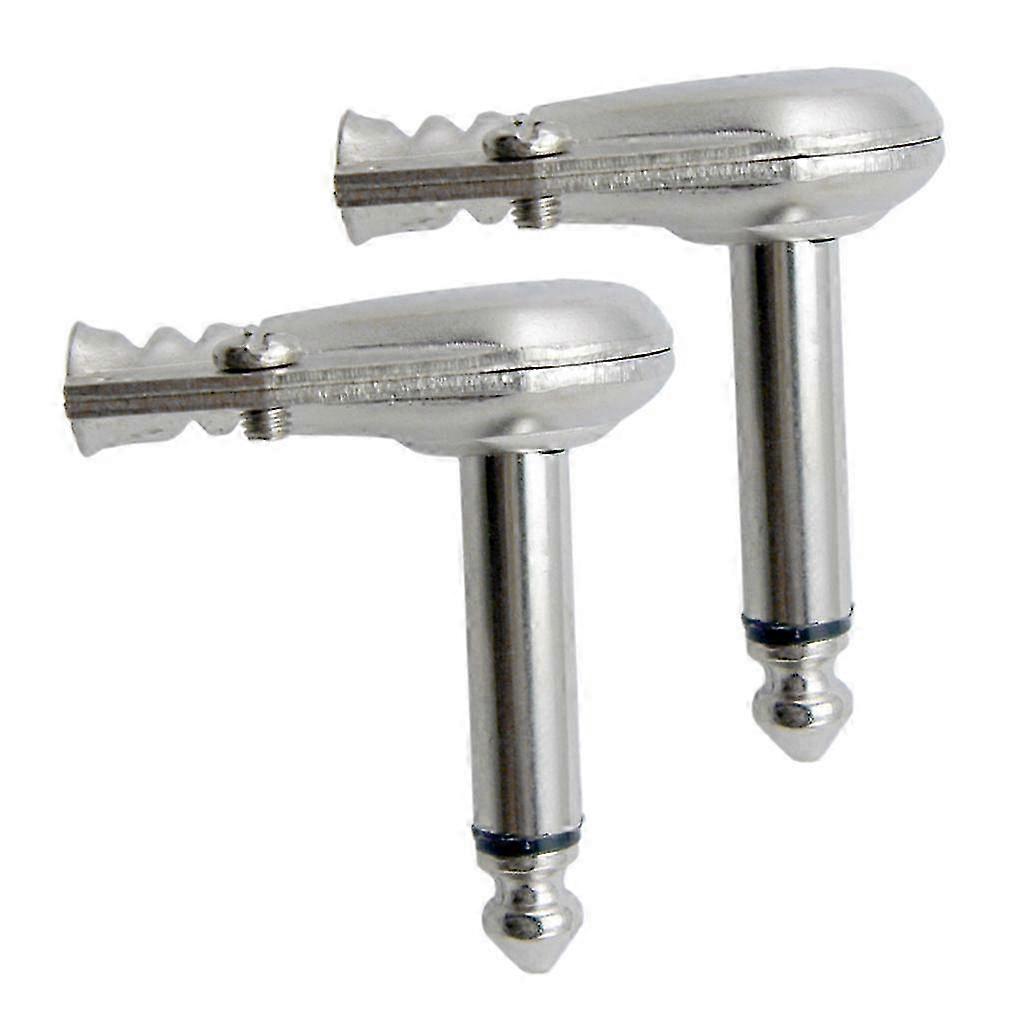 2 Pcs 6.35mm 1/4'' Right Angle Mono Jack Plug Guitar Cable Audio Connector