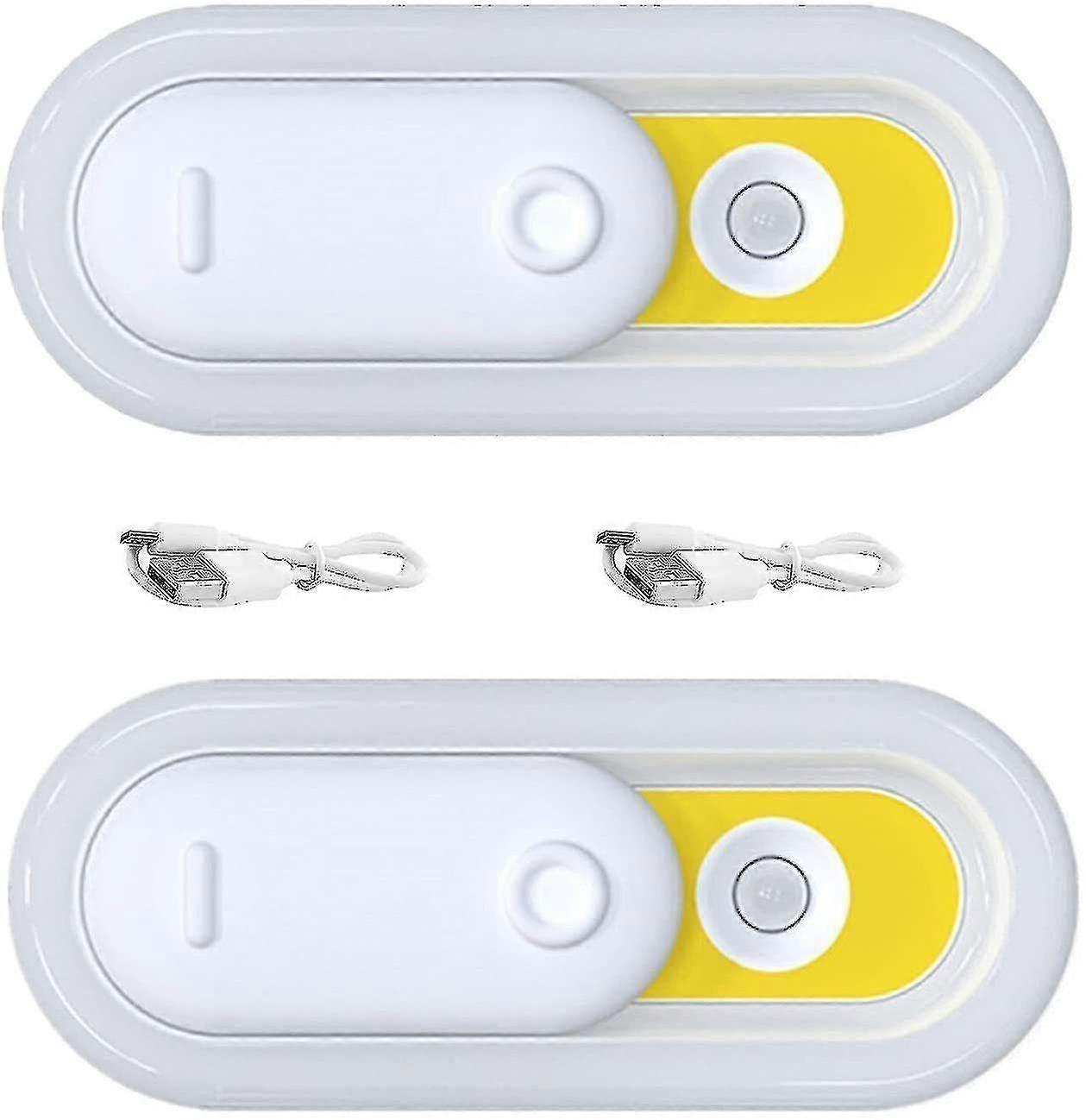 Adjustable Brightness LED Night Light with Motion Sensor, USB Rechargeable, Easy Installation - Set of 2
