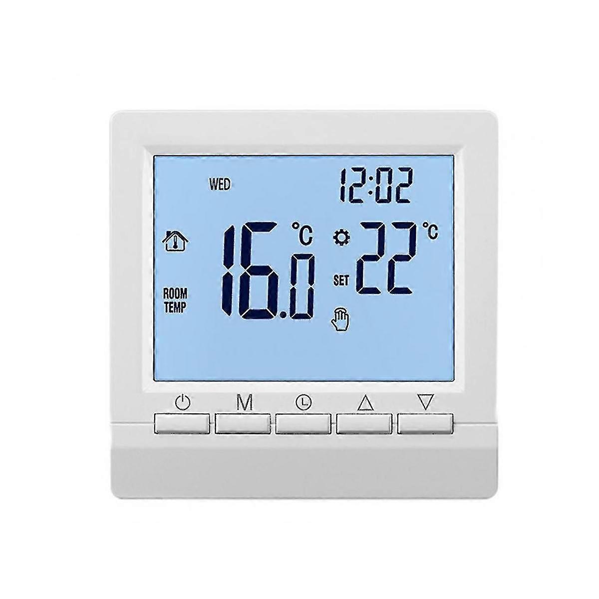 Thermostat With Backlight Lcd Screen Wall Room Heating Temperature Controller -white Light