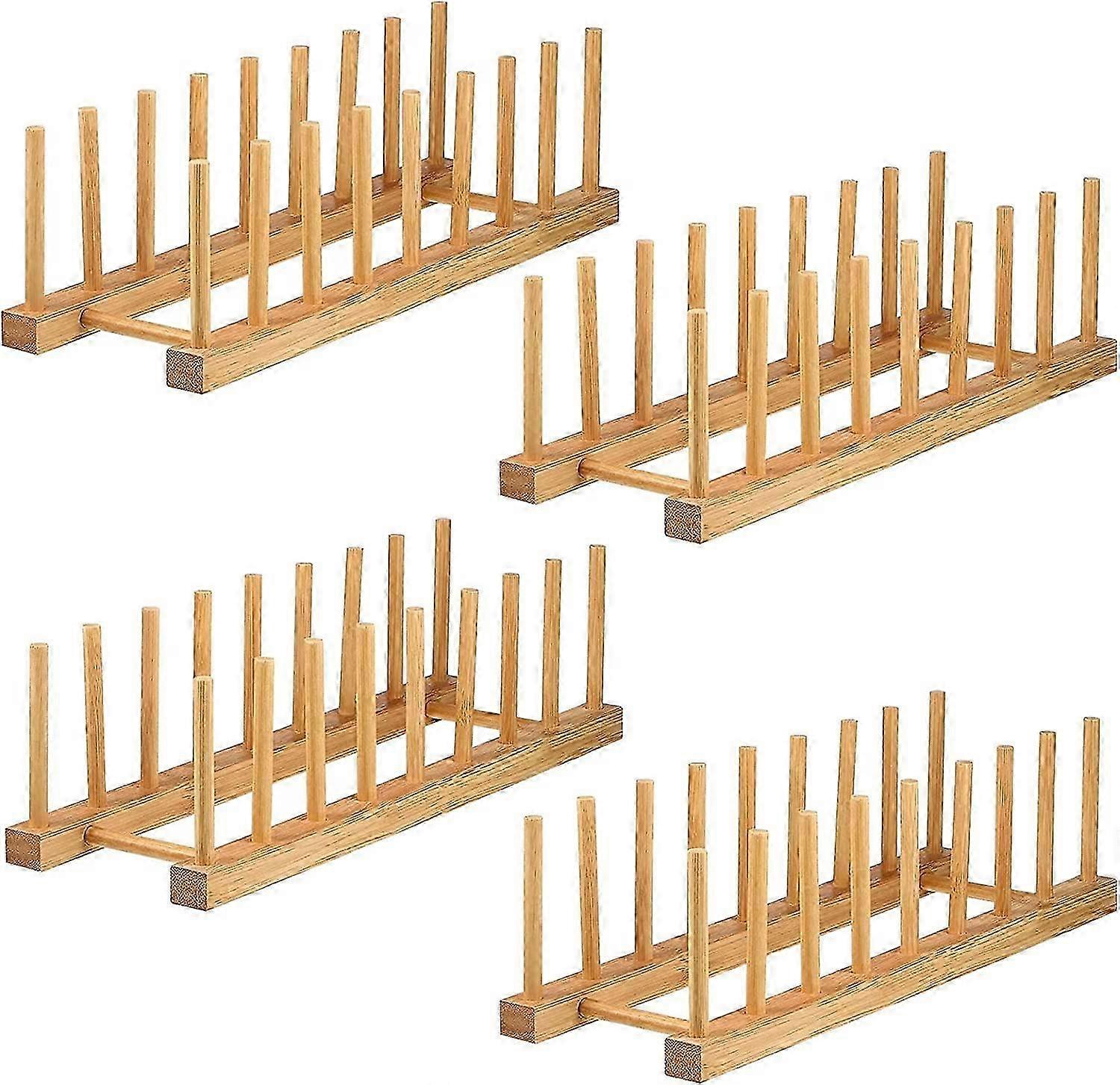 Confezione da 4 scolapiatti in legno di bambù - Supporto per asciugare piatti