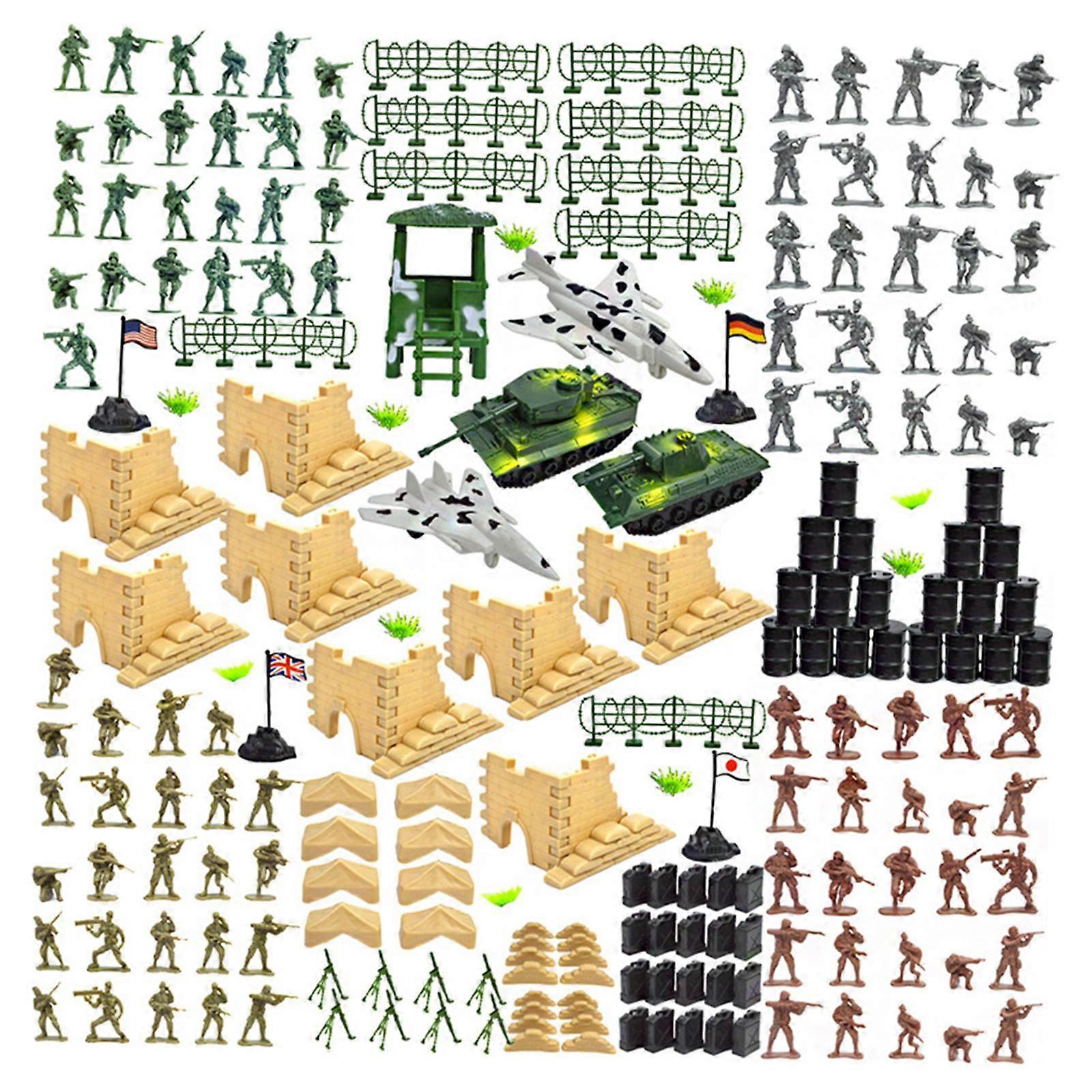 Set of 250 Army Action Figures Playset with 4 Flags for Collection Gifts