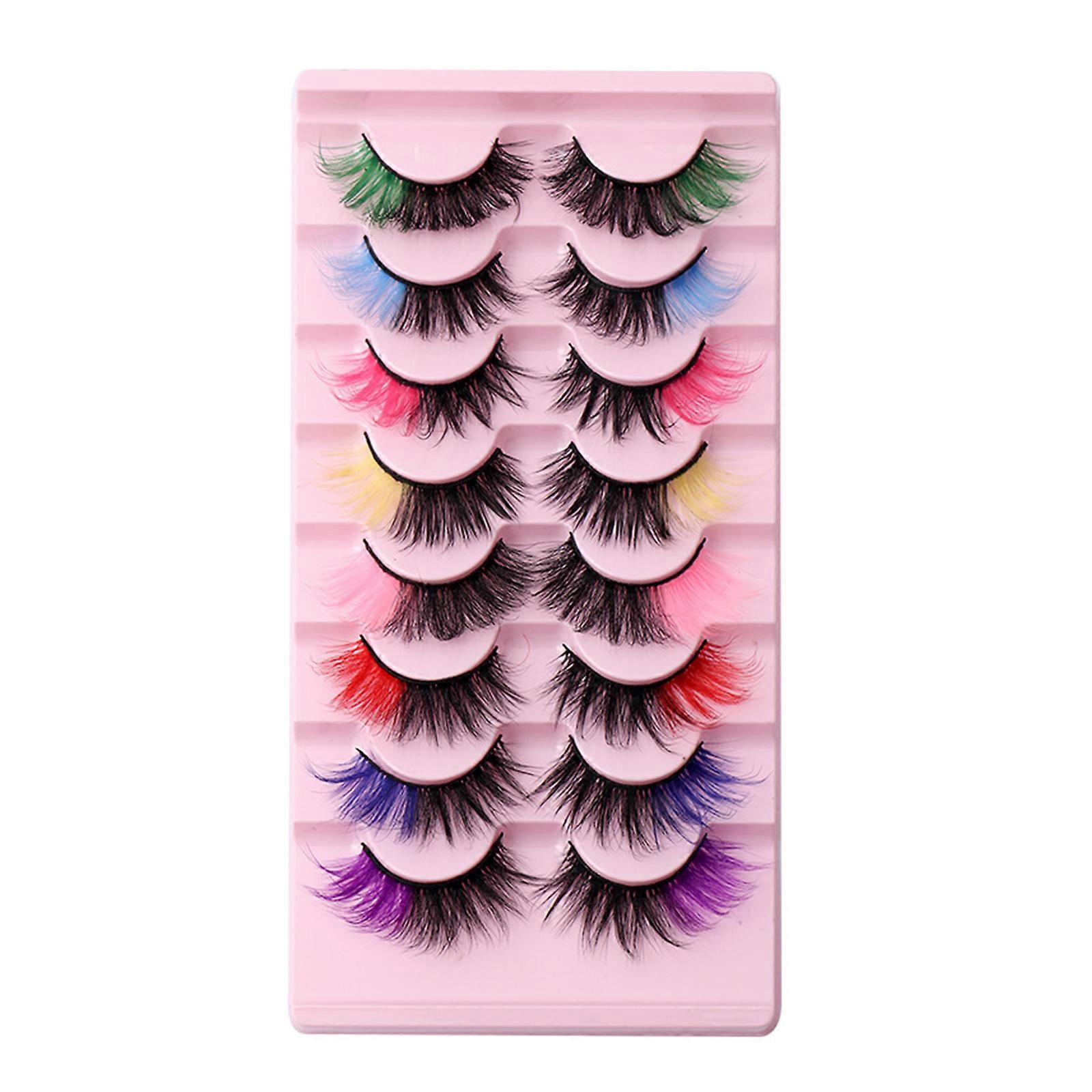 8 Pair Colored Lashes False Eyelashes Wispy Faux Mink Lashes Long Colored Eye Lashes Reusable Color Lashes Strips
