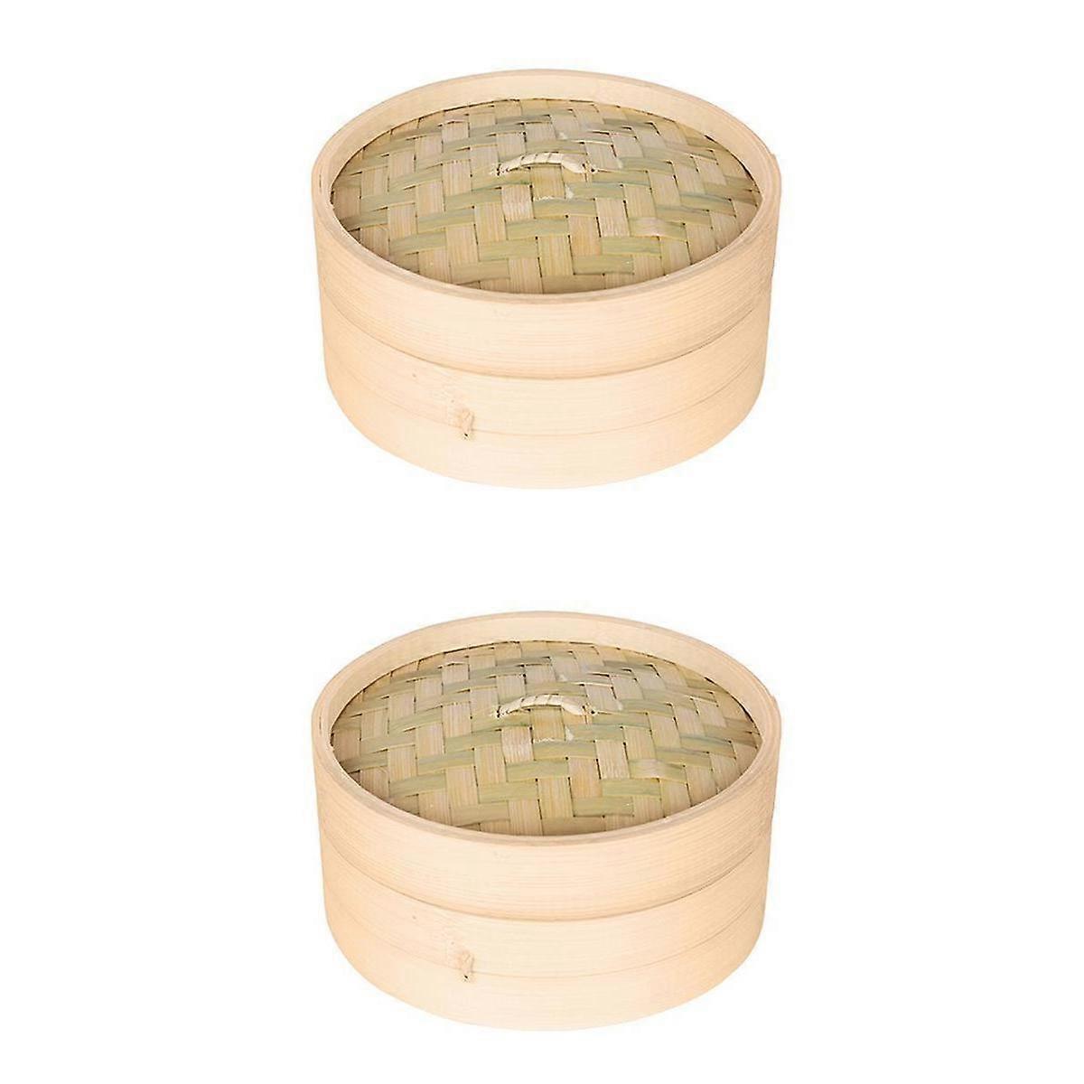 2 stk bambus dampkoker kurver matlaging for grønnsaker sum dumplings