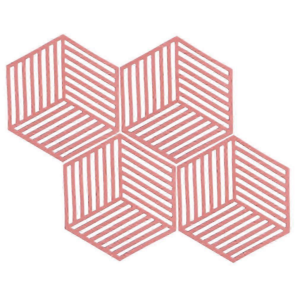 4Pcs Hexagonal Heat-Insulated Table Mat Coaster Set for Dining Kitchen