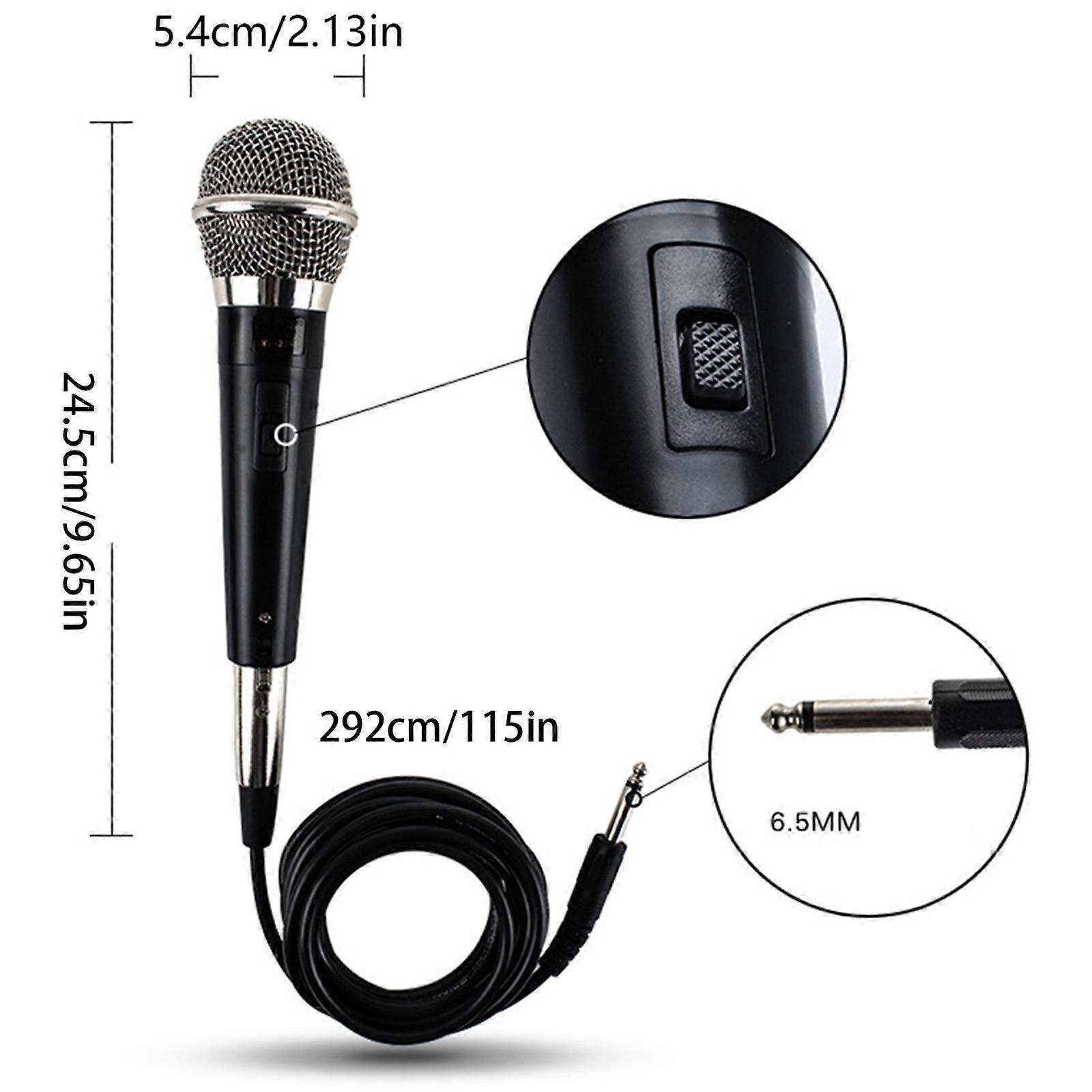 Dynamic Wired Microphone with 300cm Cable ON/Off Switch Handheld Microphone for Karaoke Singing, Speech, Wedding