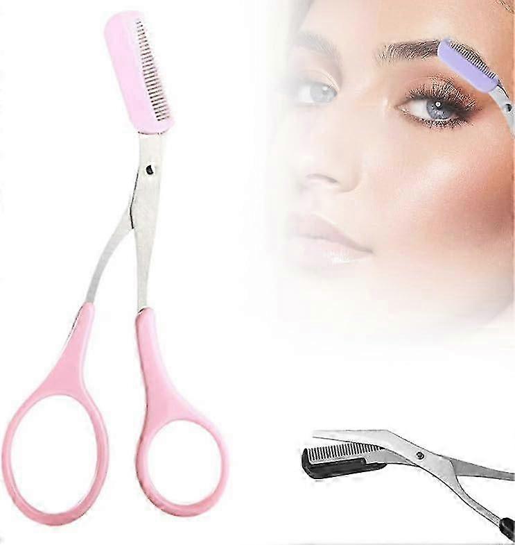 2-in-1 Eyebrow Trimmer with Comb & Razor - Pink (3pcs)