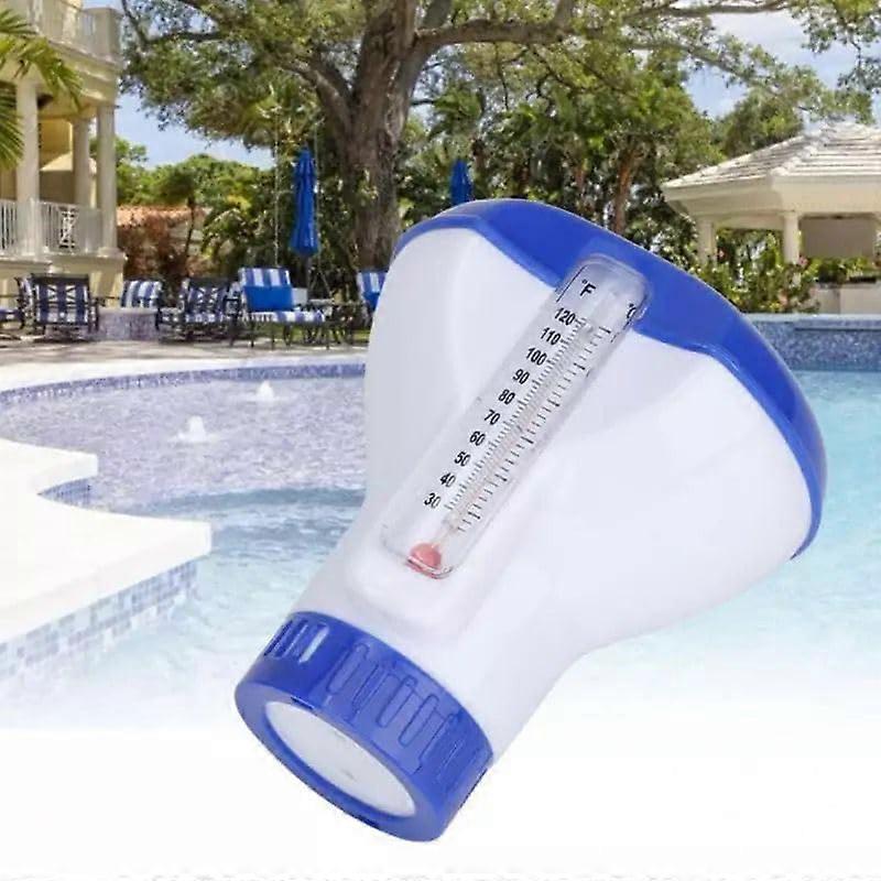 Floating Pool Chlorine Dispenser 5/8" for Chlorine Tablets with Adjustable Drain and Thermometer for Indoor Outdoor Pools and Spas