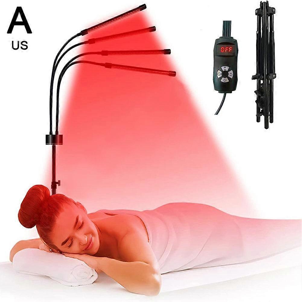US Plug Infrared 4-Head Therapy Lamp 660nm 850nm Far Infrared Beauty Treatment LED Floor Light