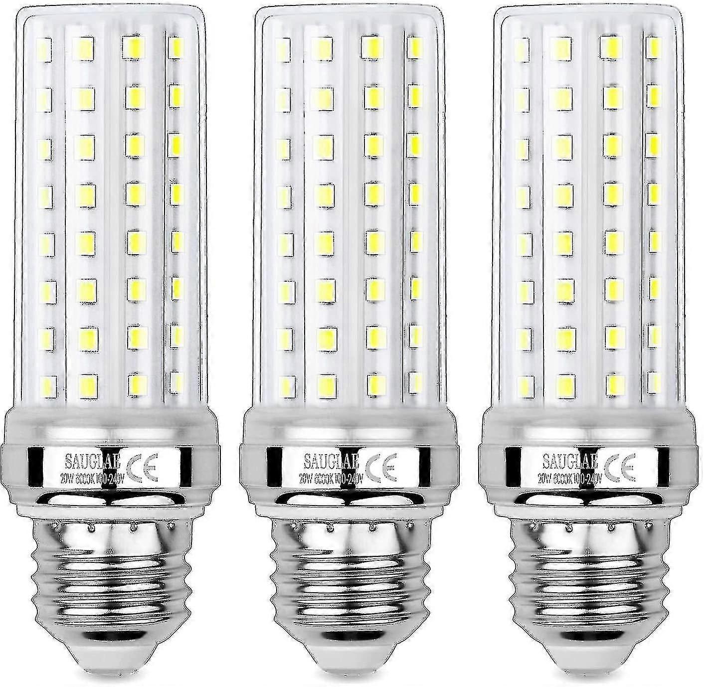3pcs 20W LED Corn Bulbs 150W Equivalent 6000K Cool White E27 Edison Screw Light Bulbs