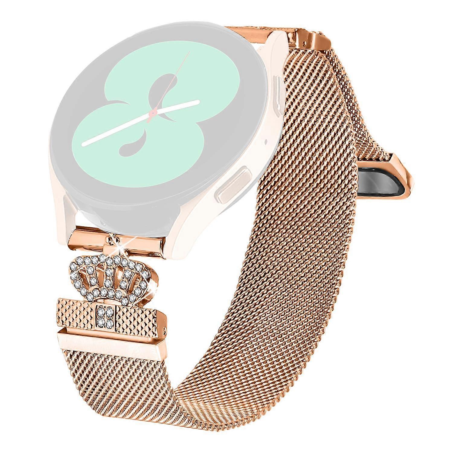 For Realme TechLife Watch S100 Milanese Band Magnetic Crown Clasp Stainless Steel Strap - Rose Gold
