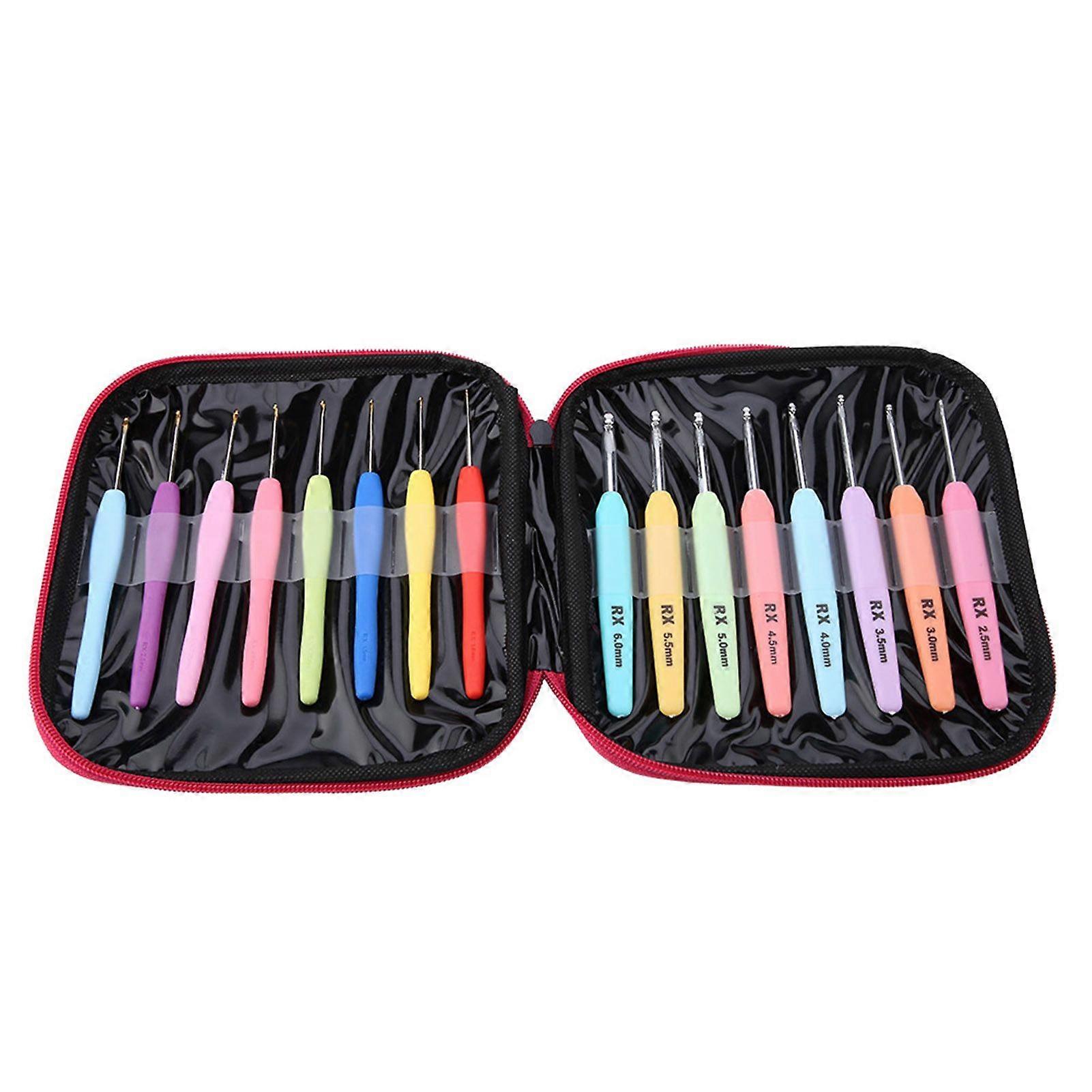 2025 Mais Recente Modelo 16 Pcs Multi colorido Crochet Hooks Set Alumínio Tricô