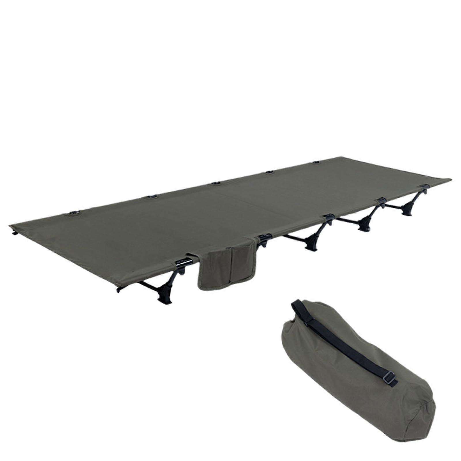 Lit de camping simple adulte robuste d’une capacité de 150 kg lit pliant en alliage d’aluminium vert armée avec sac de transport