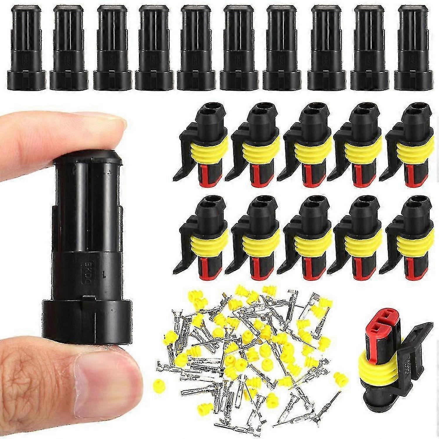 10セット2ピン防水車ATV電気ワイヤコネクタケーブル12v