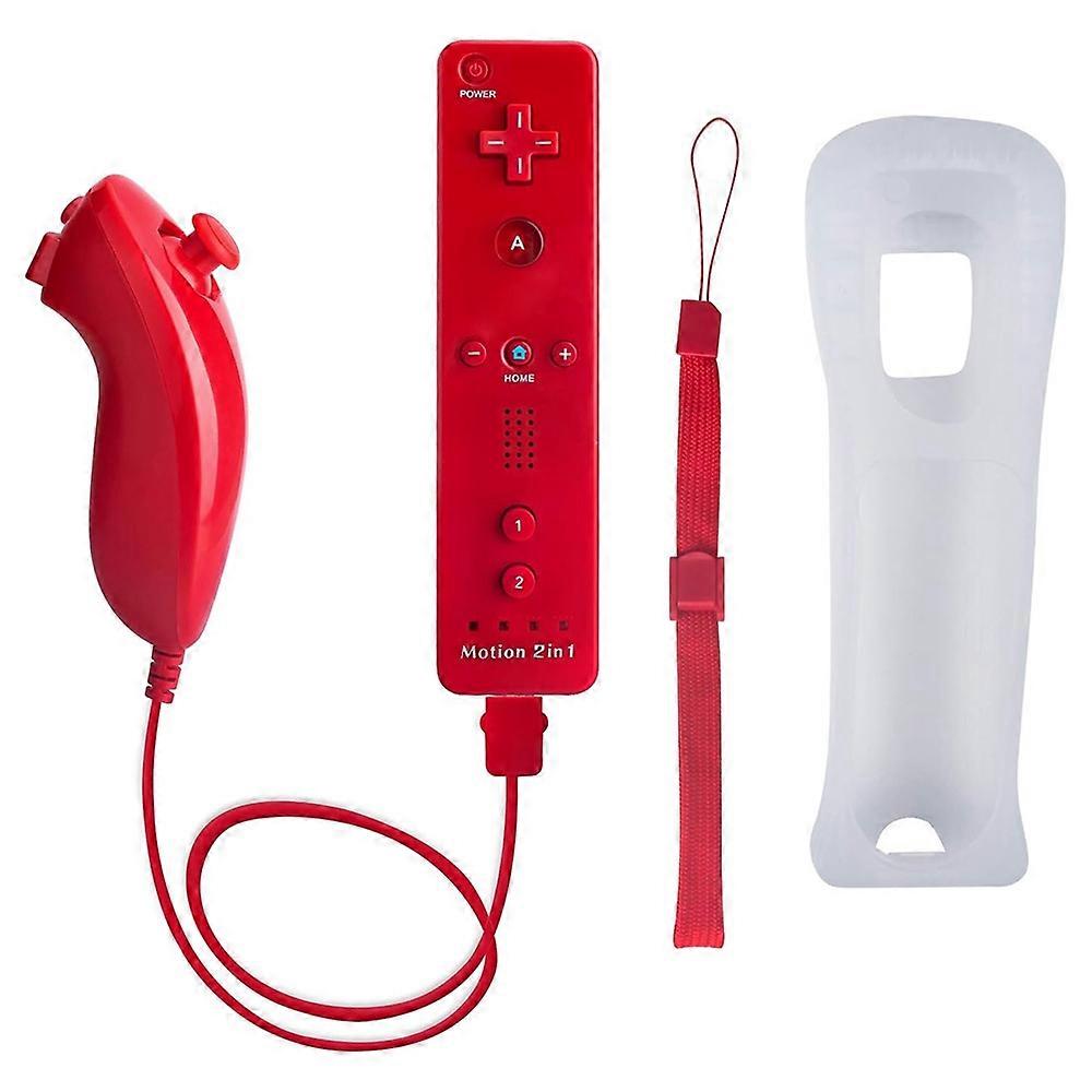 8512 For Wii U Wii Console Remote Controller Game Wireless Handle Grip Built-in Motion Plus - Red