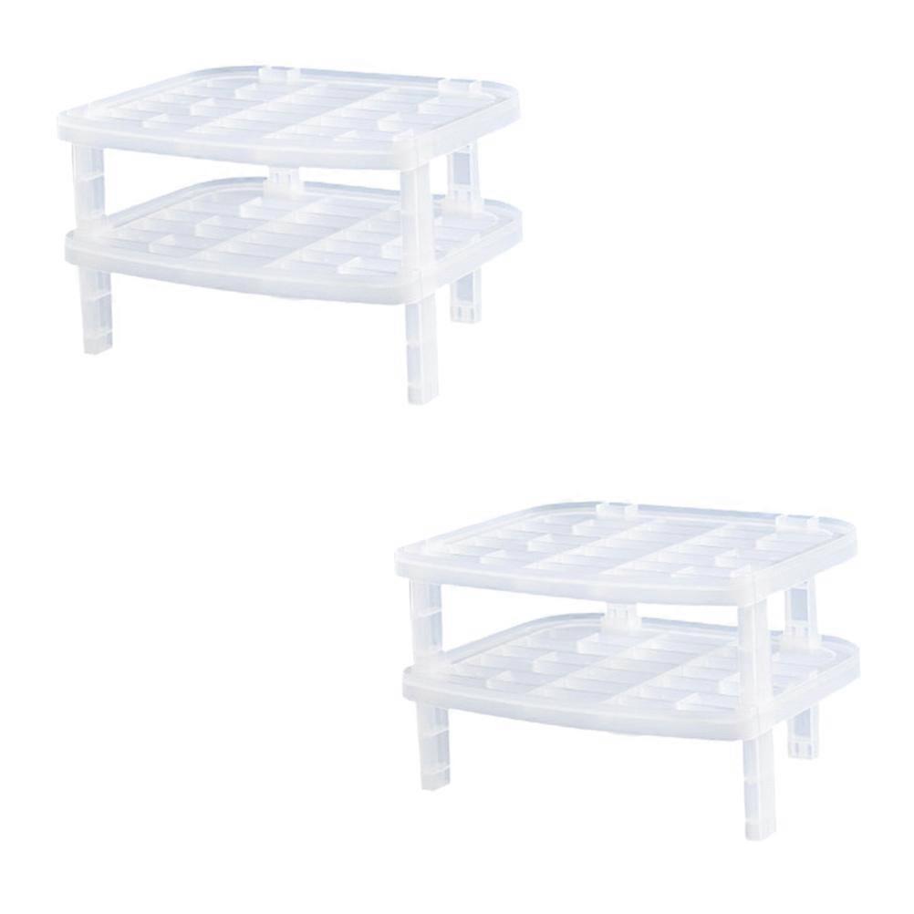 Kitchen Dish Drying Rack Plate Storage Shelf For Home Restaurant Water Drainage Rectangular Shape 26x21.2x8.8cm 2Pcs