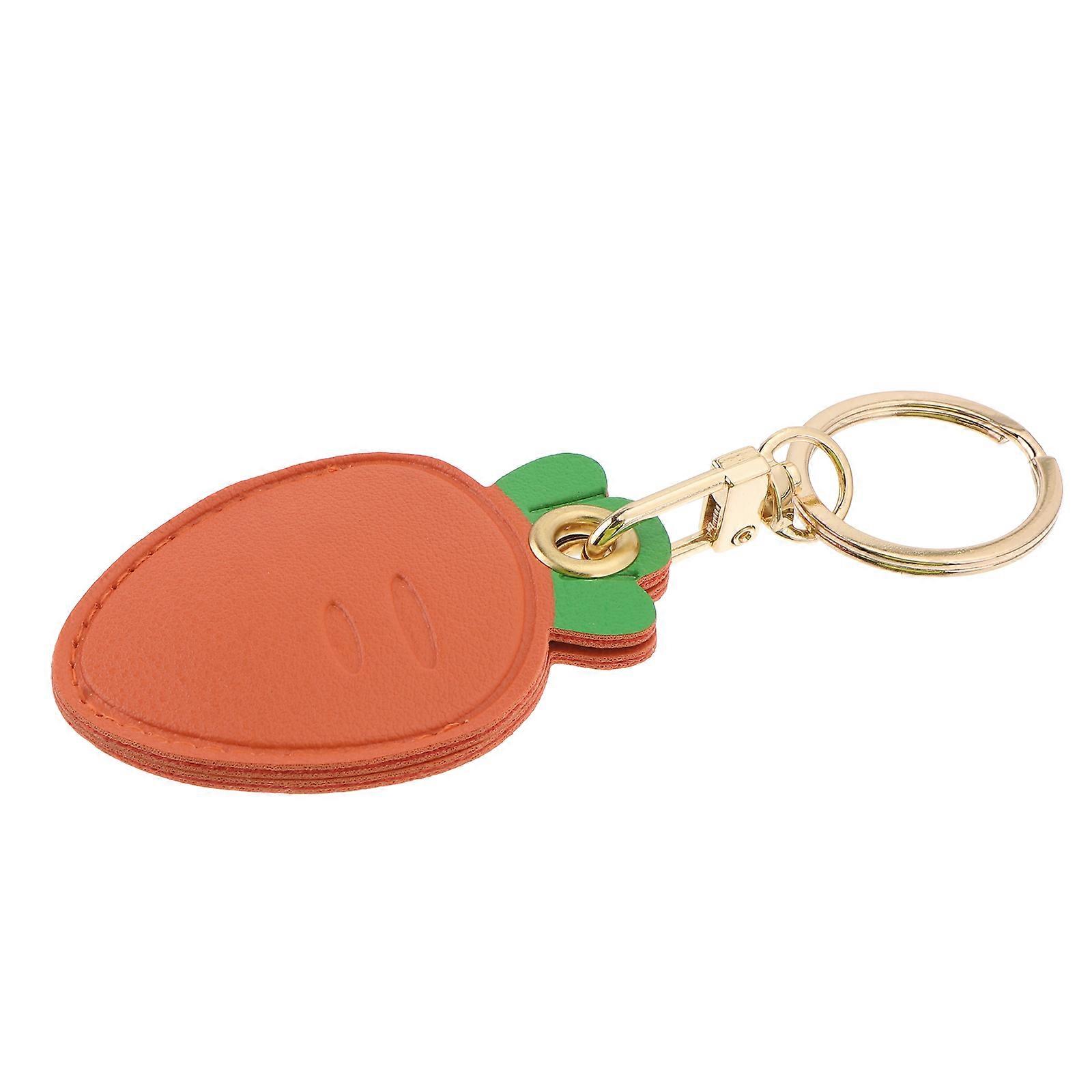 Creative Keychain Pendant Orange Color Access Control Storage Key Holding Leather Case Carrot Shape Alloy Material For present Giving 1Set