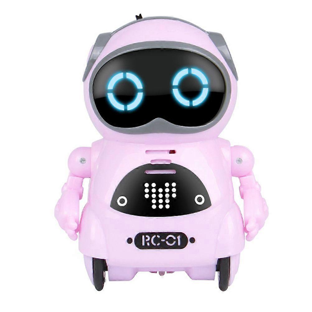 Intelligent Mini RC Robot Toy Talking Sound Control Walking Dancing Singing with LED Light for Kids (Pink)