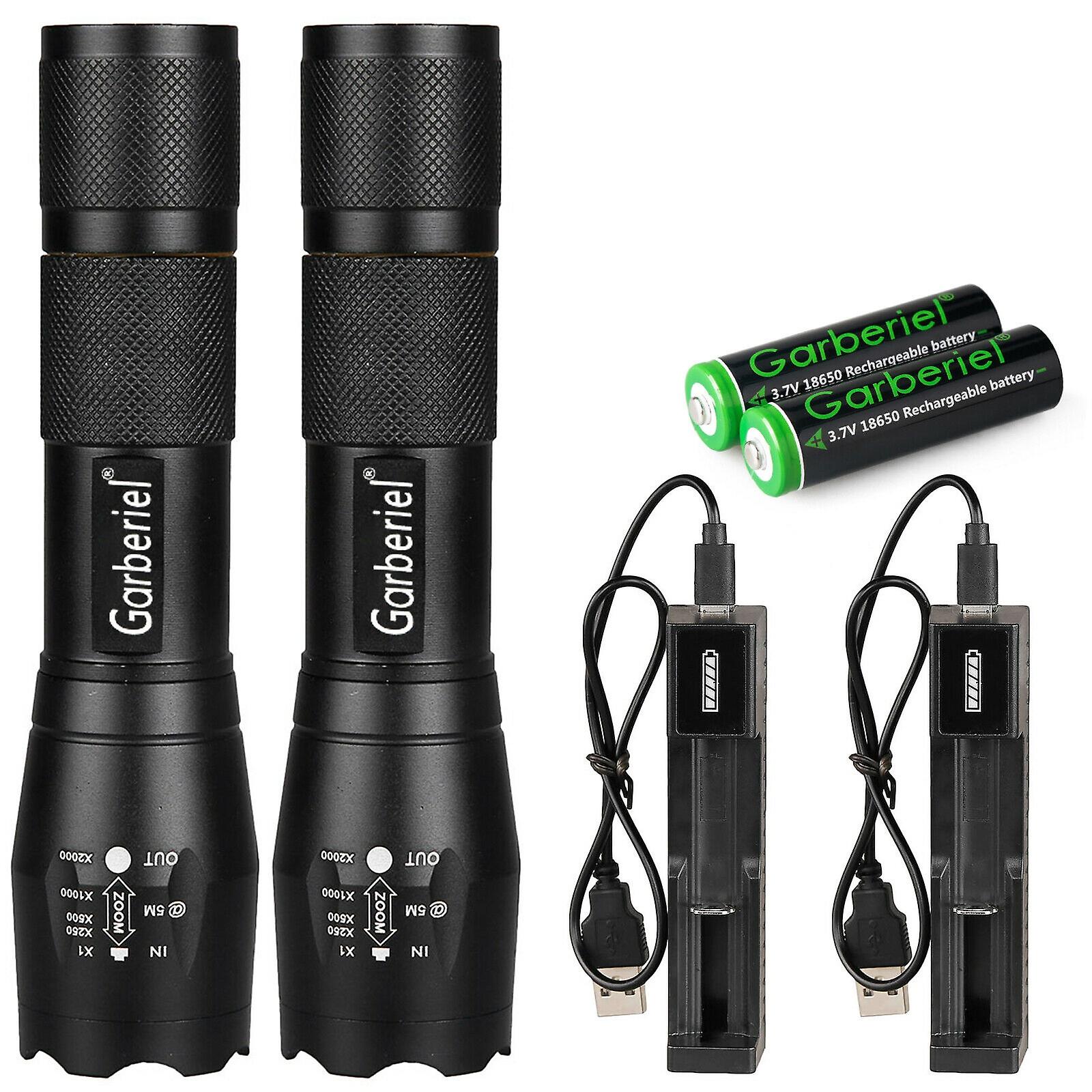 2pcs 2000lumen T6 Led Flashlight Mini Zoom Torch