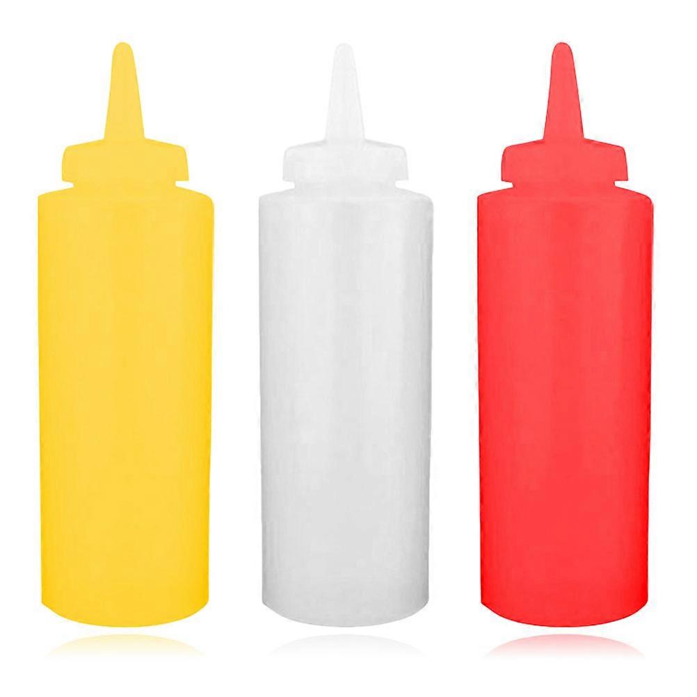 Plastic Condiment Squeeze Bottle Sauce Squeeze Container Home Users 3Pcs