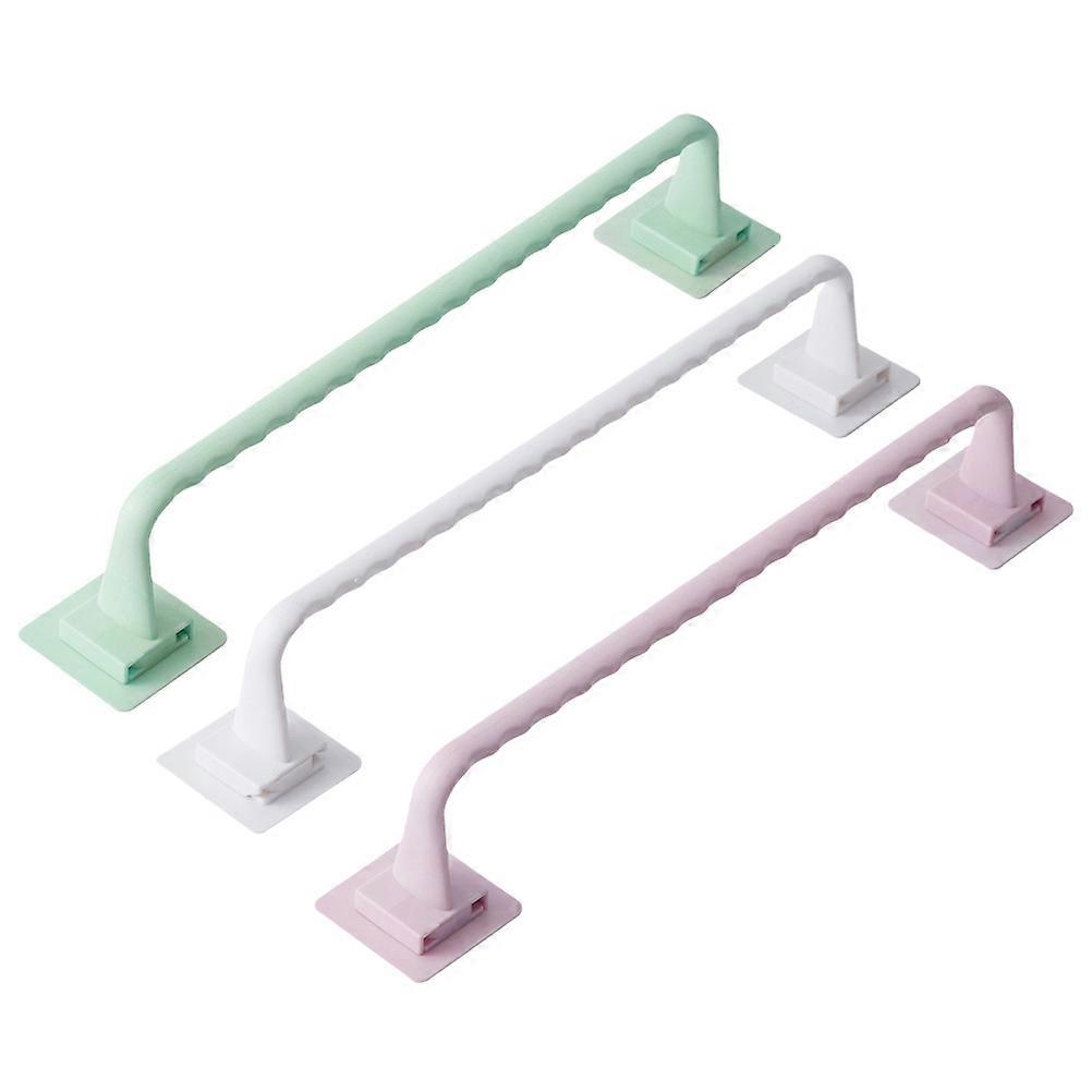 Hand Towel Rack Bathroom Accessories Plastic Single Towel No Punch Adhesive Mounting 3Pcs
