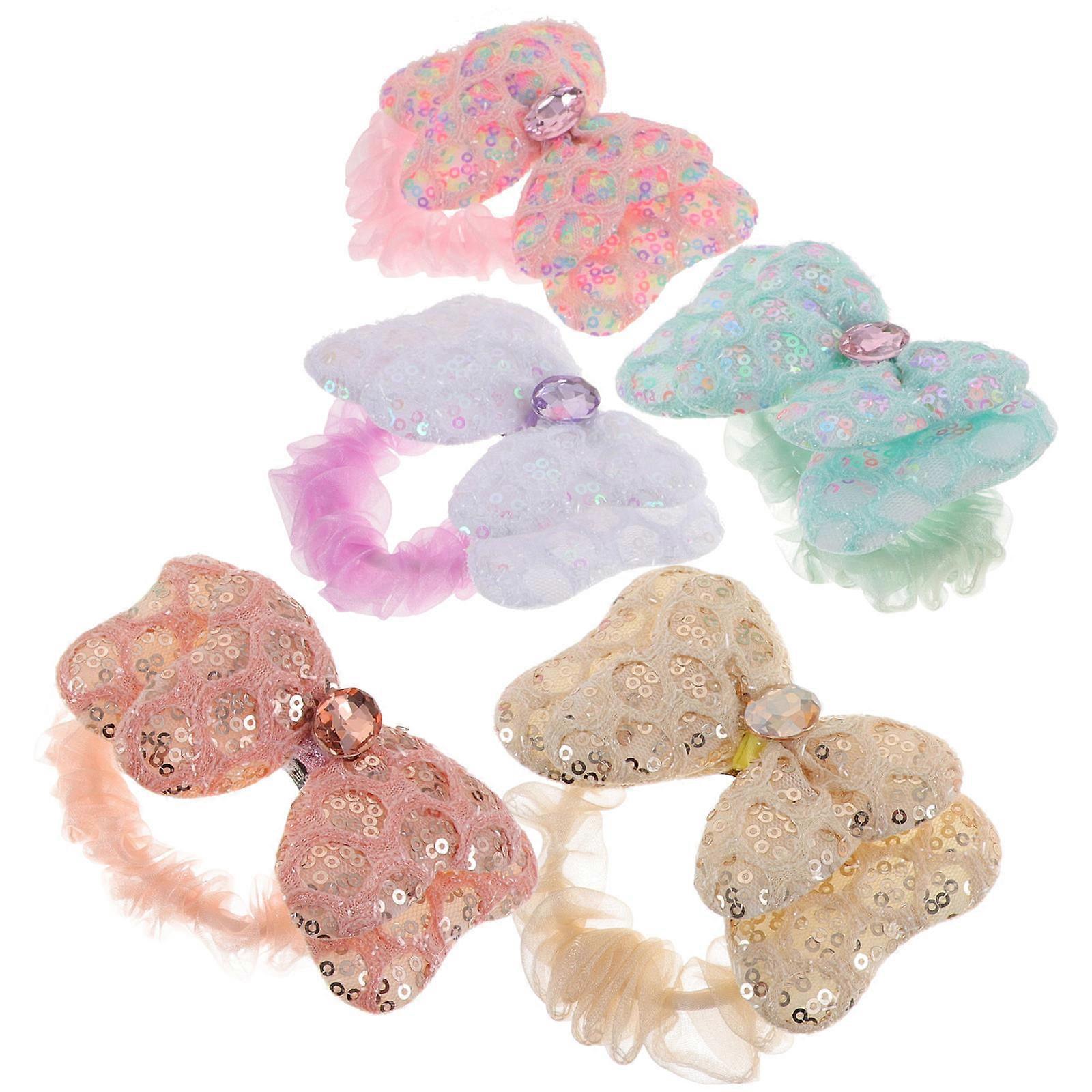 Elastic Hair Ties with Double Layer Sequin Bow Cute Ponytail Holders for High Stretch, Daily Use & Parties
