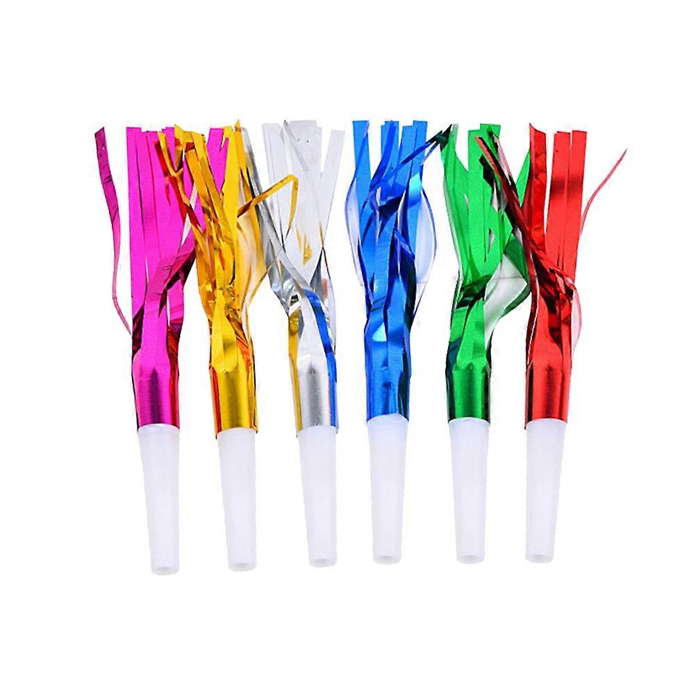 Birthday Noise Maker Party Whistles Sound Production Children Silver 6Pcs