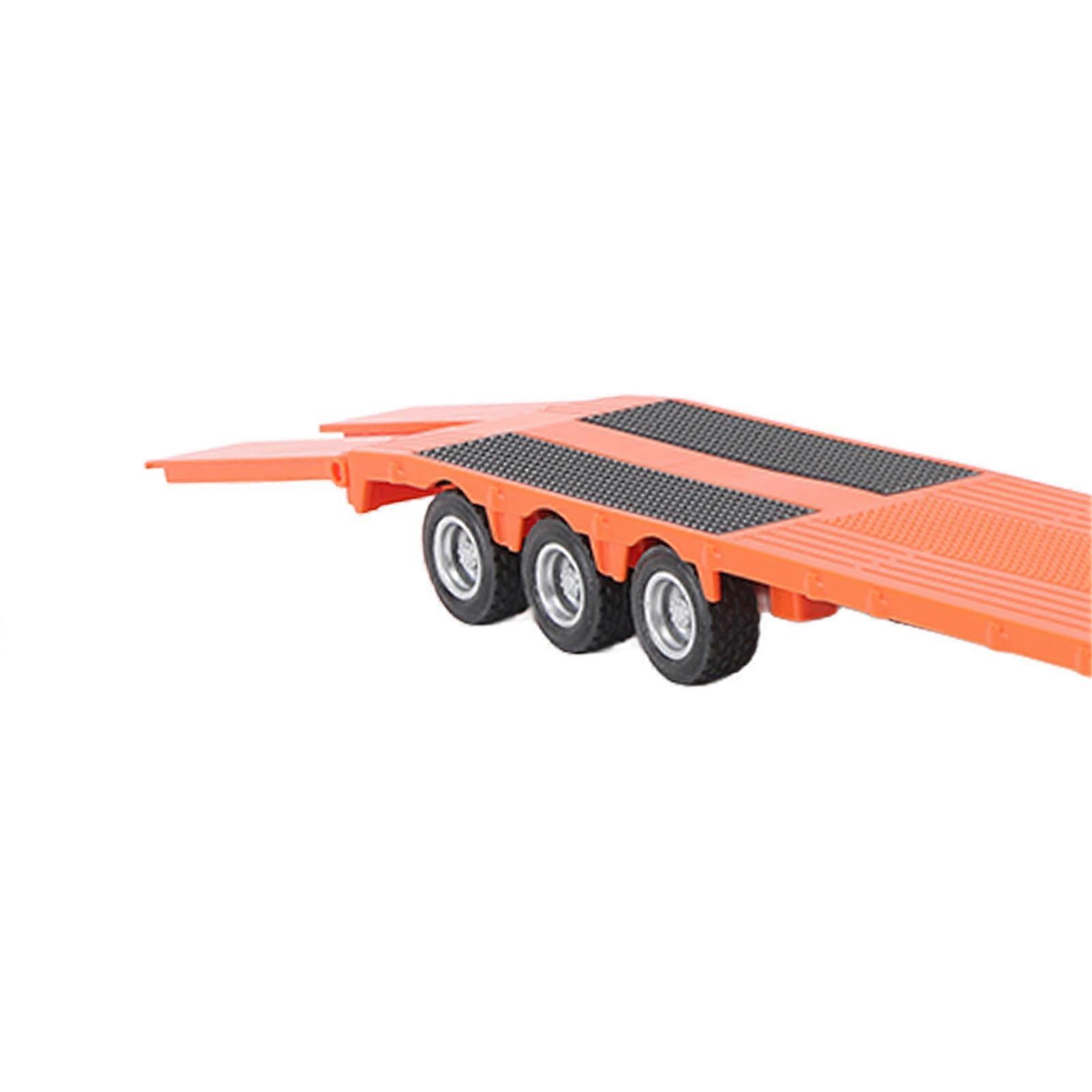 1:50 Scale Engineering Alloy Flatbed Trailer for Kids Ages 8+ Static Model Orange