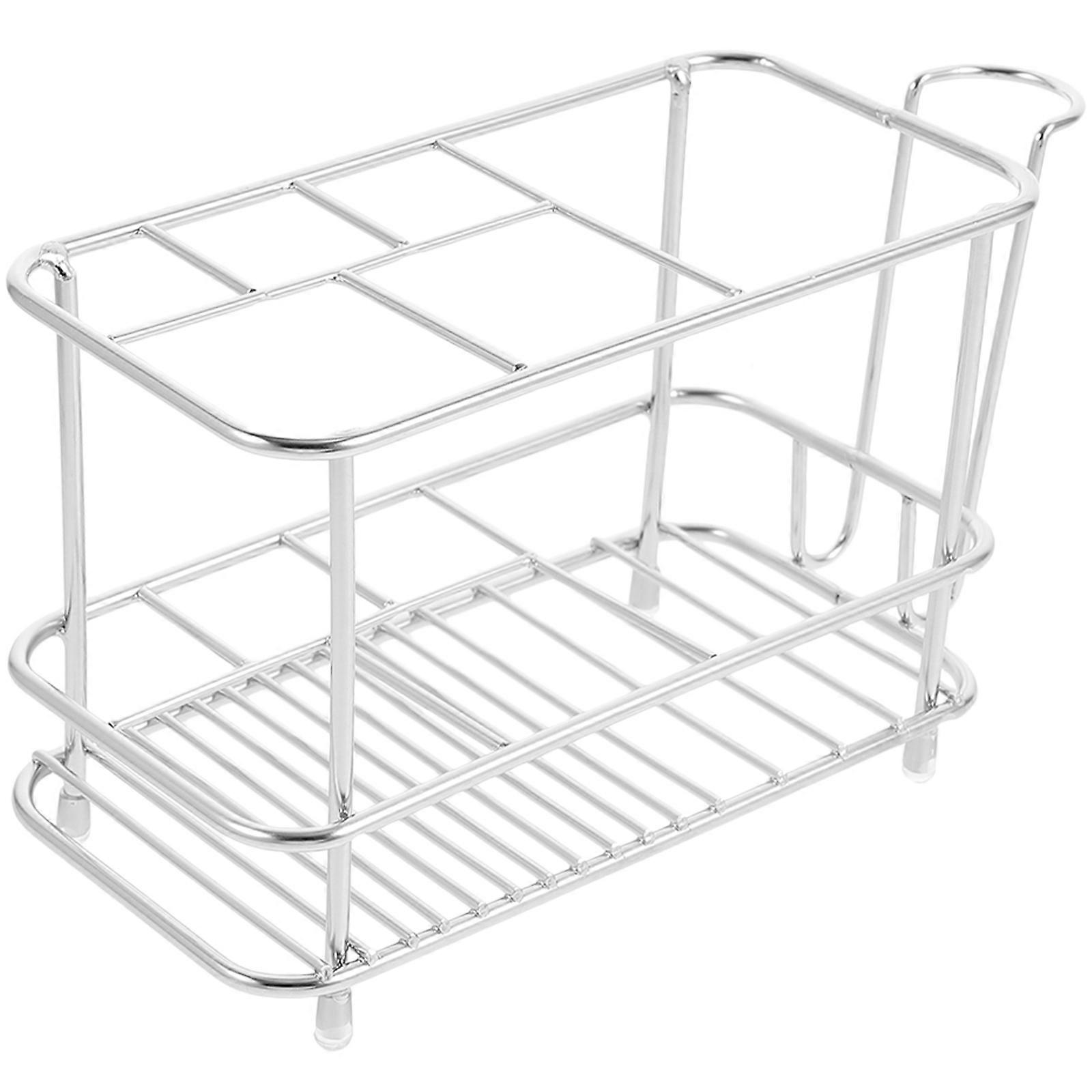 Stainless Steel Toothbrush Holder Stand with Compartment for Bathroom Organizer, Toothpaste, Electric Toothbrush, Makeup Brush Storage – Easy Clean
