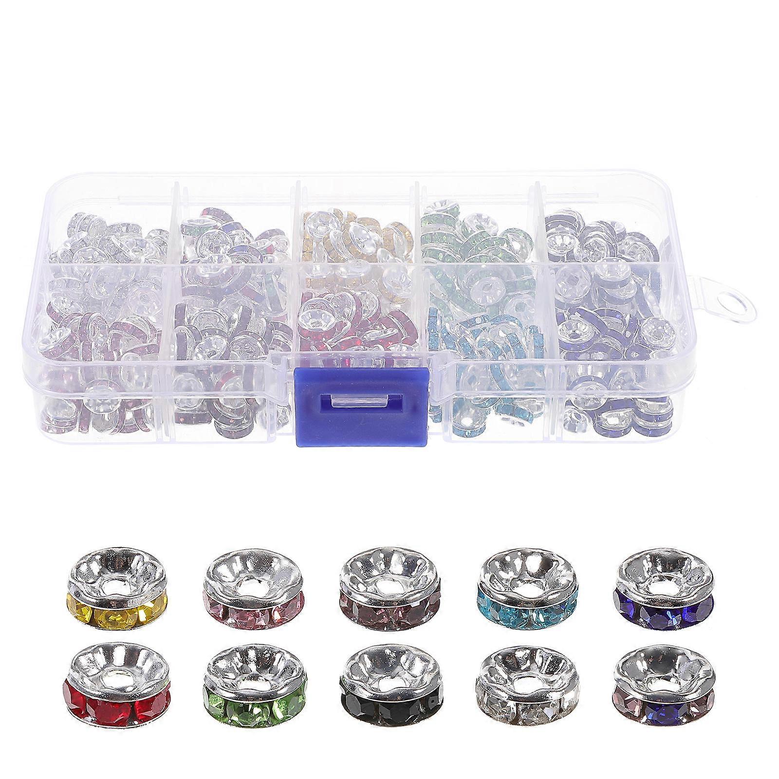 Jewelry Making Supplies Spacer Beads Iron Rhinestone Loose Beads Assorted Color 0.8X0.8cm 400Pcs Round Shape