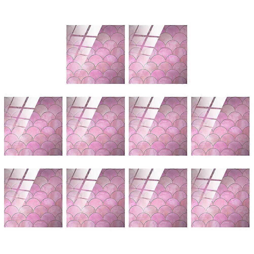 Wall Sticker for Drawer Peel And Stick Wallpaper Pink 10x10cm Diamond Grid Waterproof Home Decoration 10 Sheets
