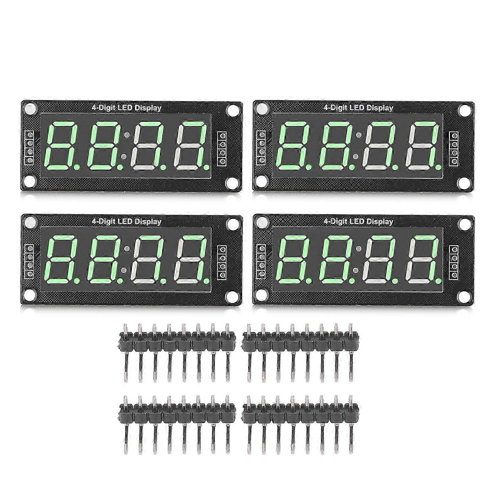 4 مجموعة 4 أرقام أنبوب رقمي LED لوحة عرض 7 قطاعات وحدة الساعة TM1637 0.56in أخضر MRA041A