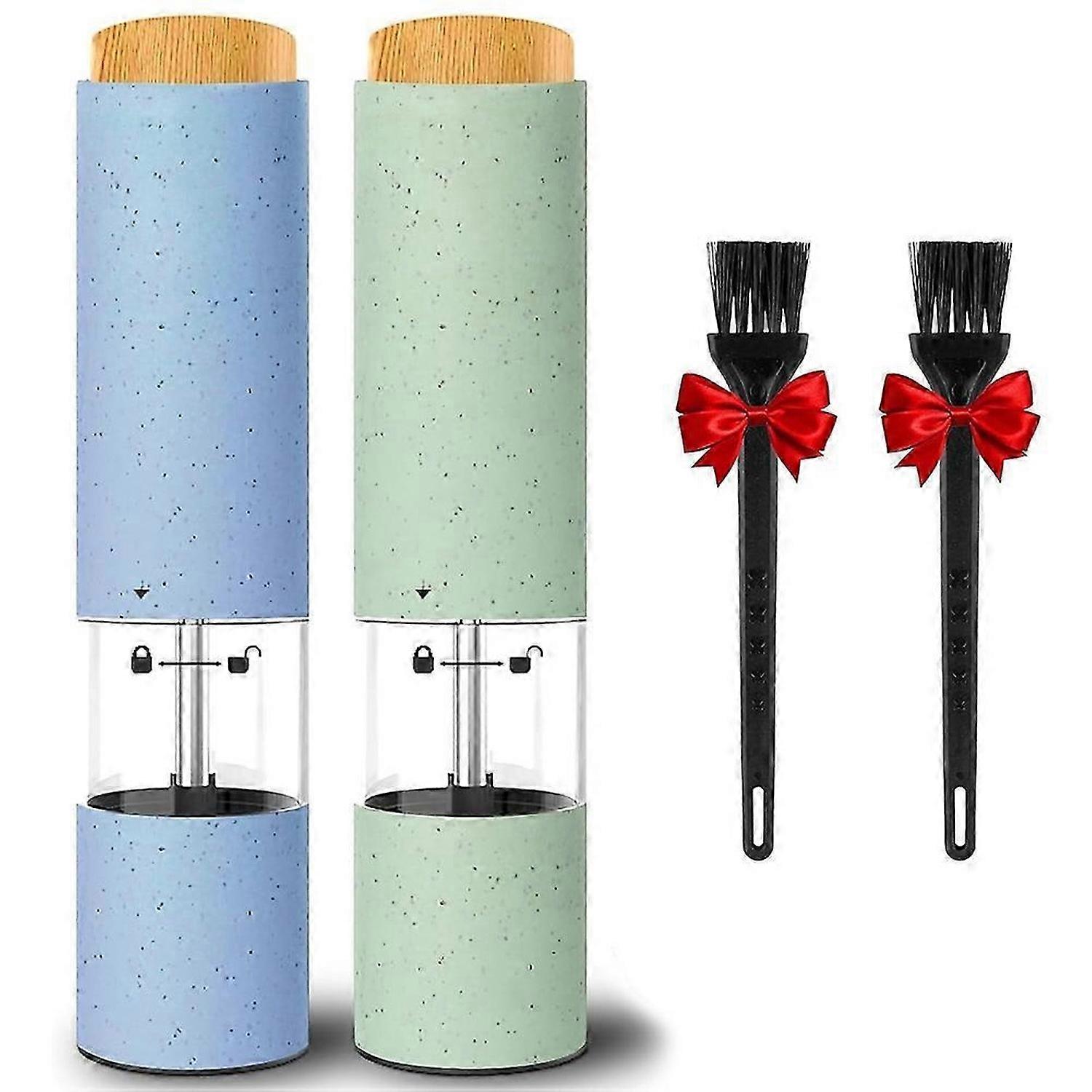 2PCS Electric Salt and Pepper Grinder Automatic Operation with Adjustable Coarseness Battery Powered