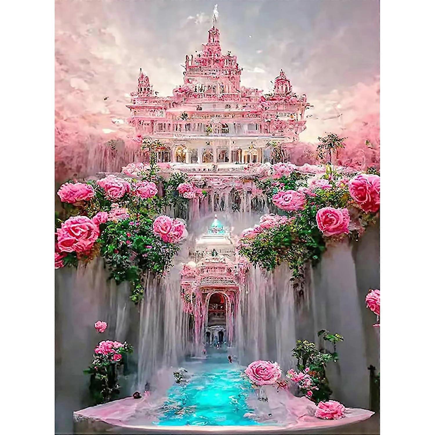 Diamond Painting Kits for Adults and Children, 5D Round Full Drill Castle Design, DIY Craft for Home Wall Decoration
