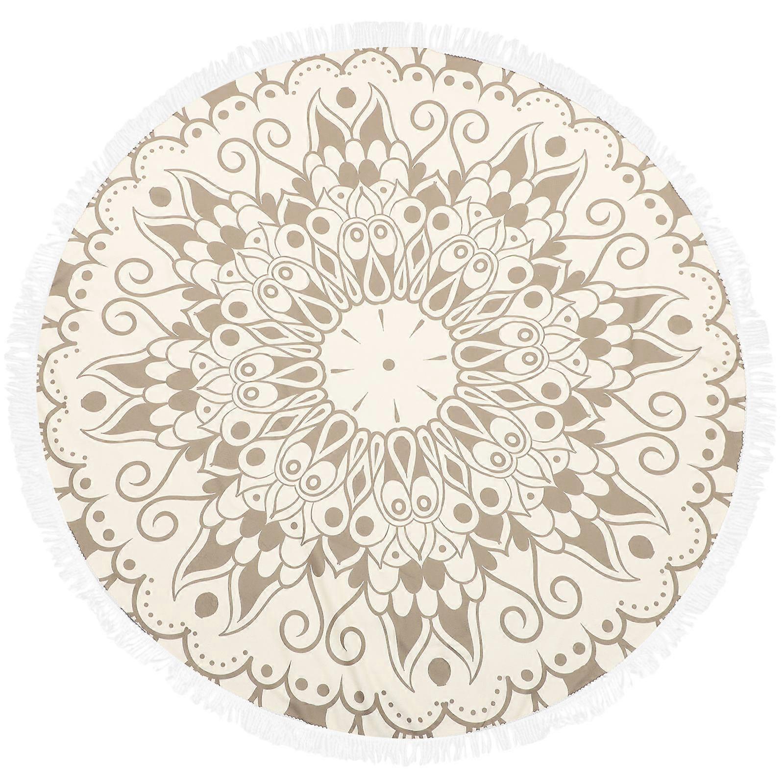Portable Pool Towel Multi Function Beach Towel Mandala Printed With Tassel Round Pool Towel Wall Tapestry International Travel 1Set