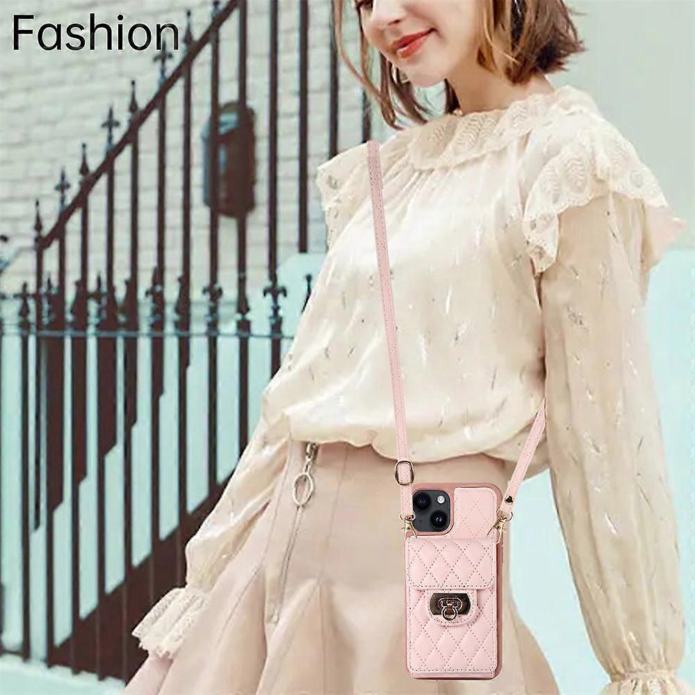 Θήκη Για Iphone 14 Pro Ροζ [με κορδόνι] Κάρτα Ακορντεόν Diamond Ins Υποδοχή Ee1156