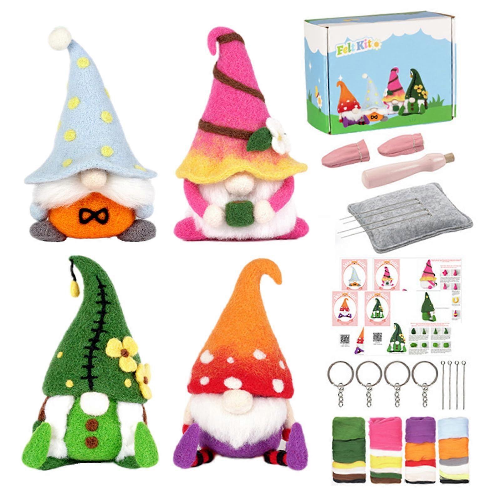 Needle Felt Set Christmas Gnome Felt Wool Craft Needle Felt Starter Kit, DIY Felt Craft Set Fairy Tale Wool Felting Tools for Beginners