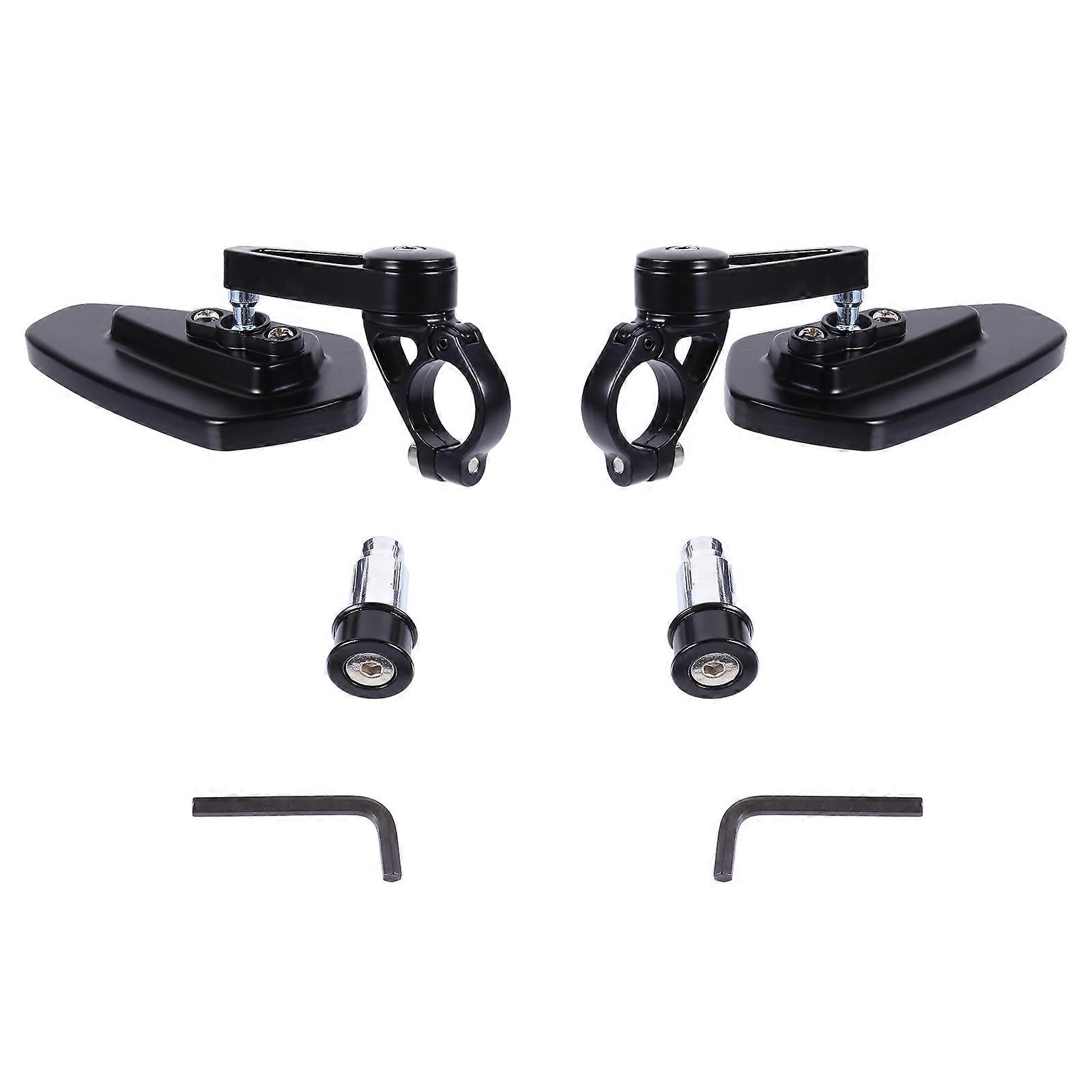 Scooter Rear View Mirror Round Shape 15.5X6CM Black 360 Degree Rotation 2Pcs