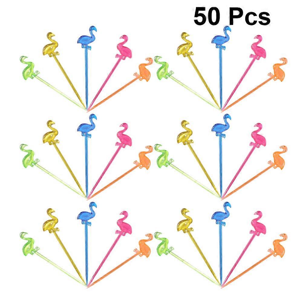 Flamingo Toothpicks For Appetizers Creative Friut Picks Decorations Party Supplies Assorted Color 8.1*1.5cm 100Pcs