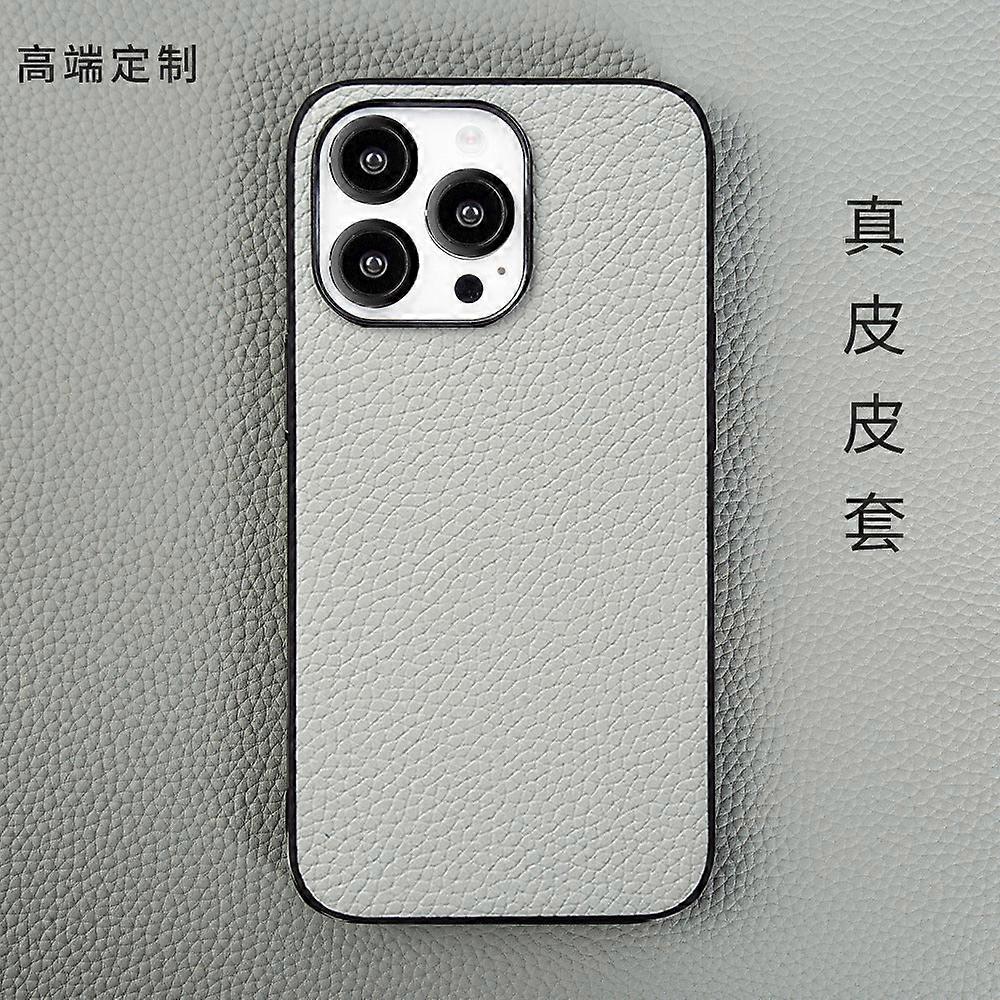 Case For Iphone 13 Silver Gray Leather Anti-fall Full No3438