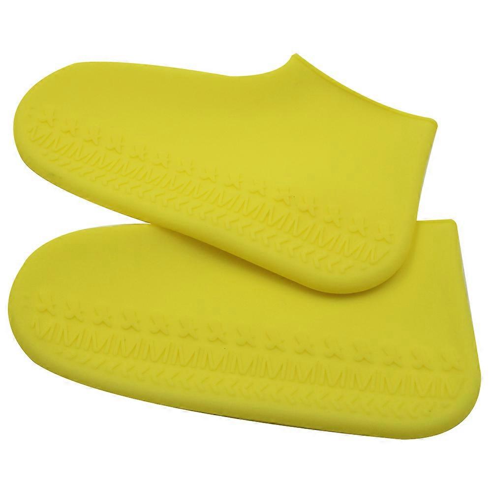 Anti-Slip Shoes Cover Silicone Unisex Rainproof Protector Yellow Size M For Hiking 1 Pair