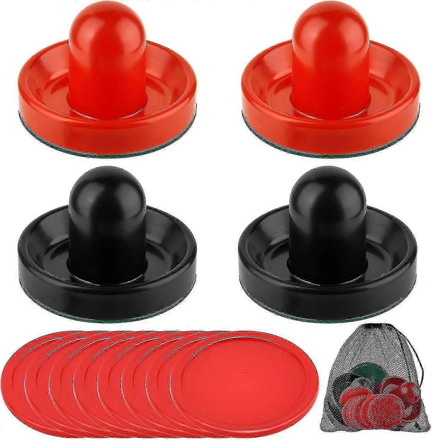 Ice Hockey Table Batting Booster for Game Table (4 Push Handles, 8 Pucks) (Red) (Compatible with Certain Brands)