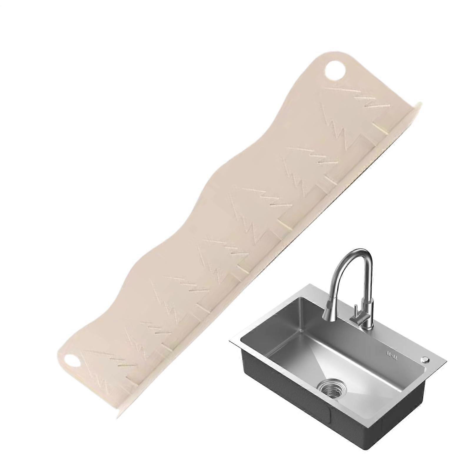 Silicone Sink Splash Guard with Strong Removable Suction for Kitchen and Bathroom Beige