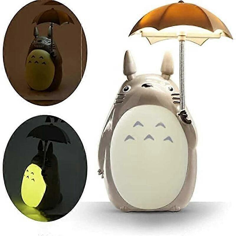 Totoro LED-Nachtlicht für Kinder, USB wiederaufladbare Lesetischlampe, Cartoon süße Tier Schlafzimmer Dekor für Jungen Mädchen