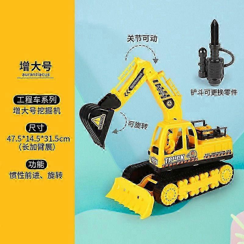 Large Crawler Excavator Simulation Inertia Engineering Vehicle Toy Car with Replaceable Drill Bit for Boys